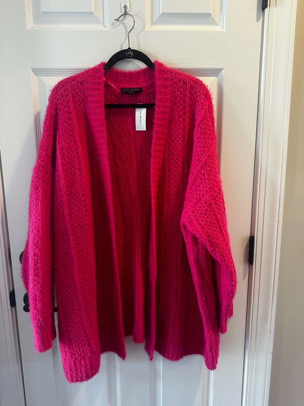Lane Bryant Hot Pink Open-Front Fuzzy Cardigan